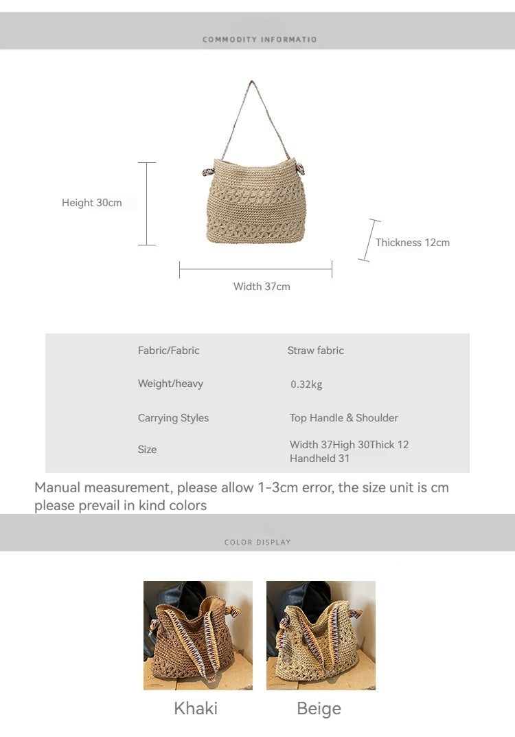 Women Lazy Straw 2026  New Versatile Shoulder Commute Beach Bag