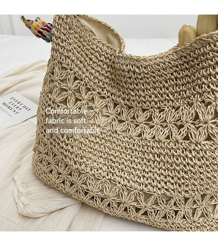 Women Lazy Straw 2026  New Versatile Shoulder Commute Beach Bag
