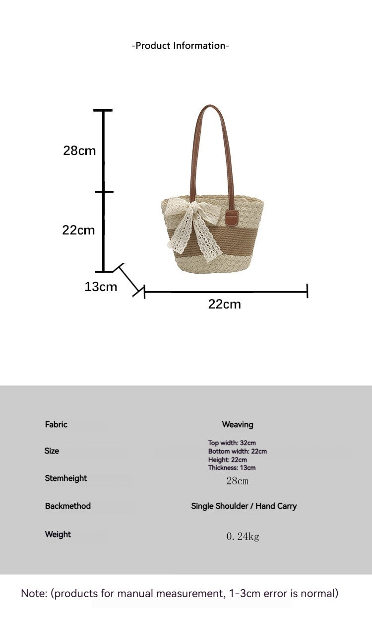 Women 2026 Spring New Woven Straw Handheld Shoulder Cotton Rope Tote Bag