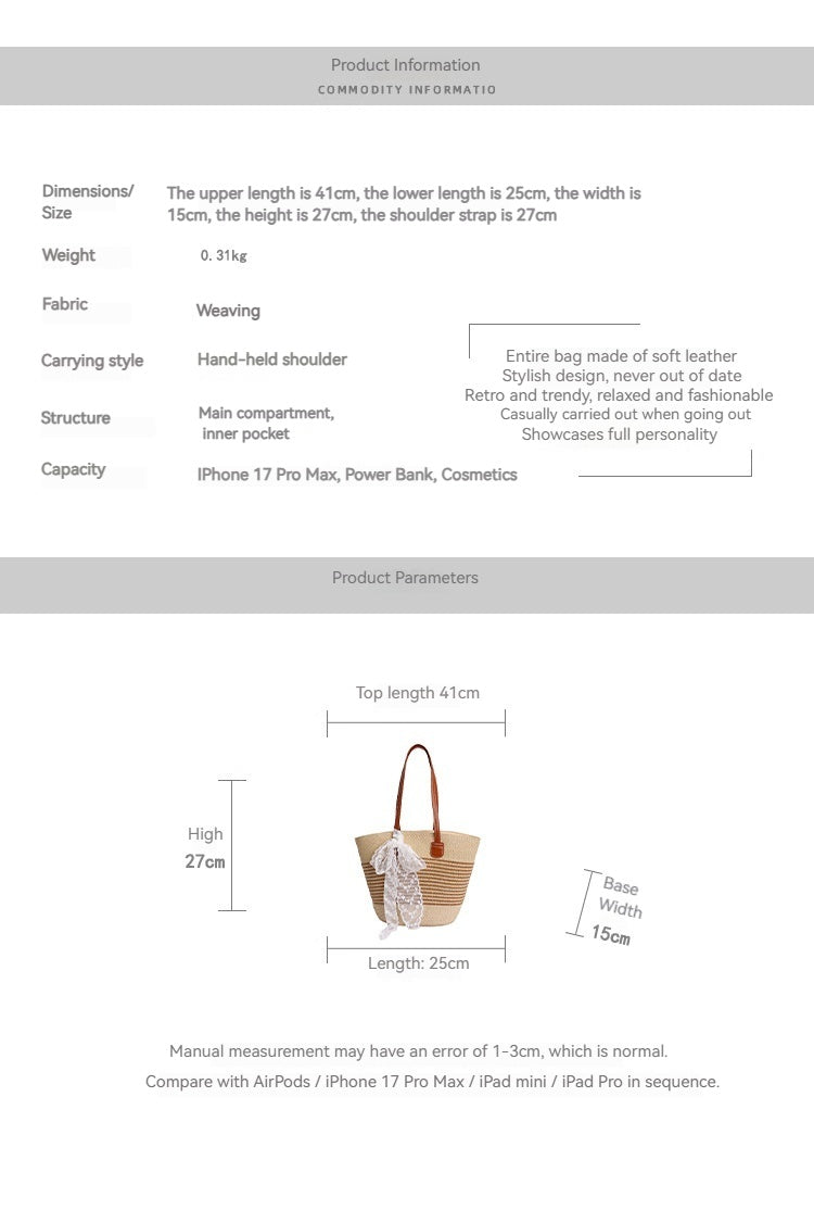 Women Straw Large New Unique Beach Woven Commute Tote Bag