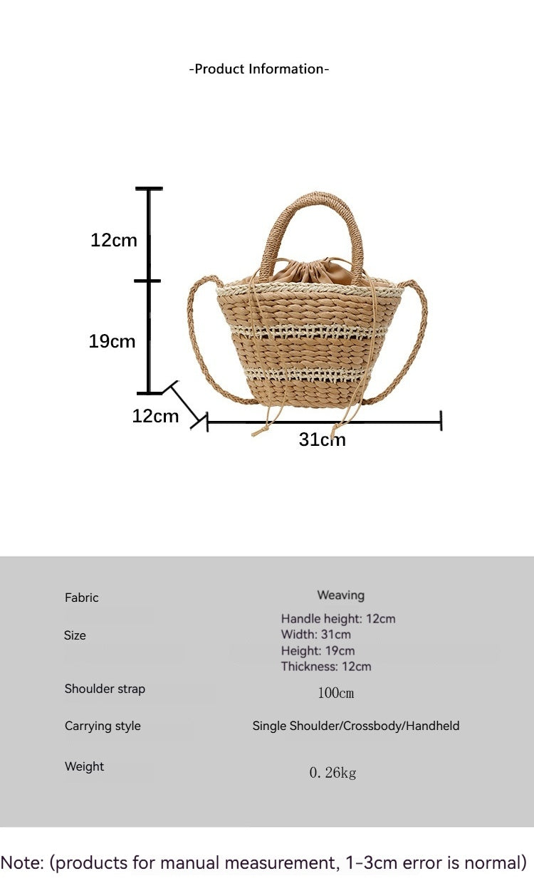 Women 2026 Summer New Vintage Straw Unique Handheld Woven Bucket Bag