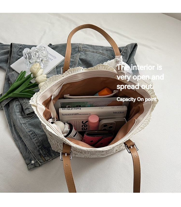 Unique Korean Large Woven Summer New Hollow Lazy Shoulder Beach Bag