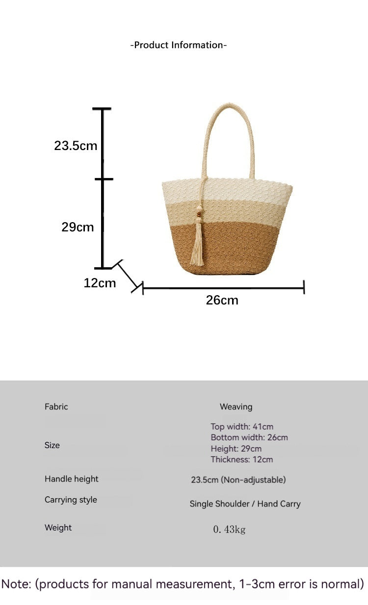 Women 2026 Fashion Handmade Woven Beach Large Shoulder Handbag