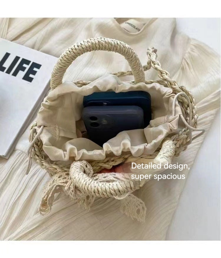 Women Premium Straw 2026 Summer New Unique Crossbody Woven Bucket Bag