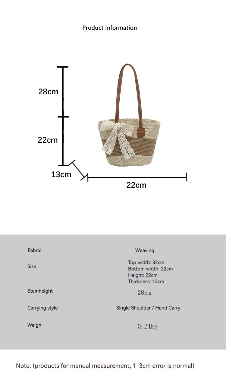 Women Artistic Fresh Woven 2026 Spring New Casual Handbag Tote Bag