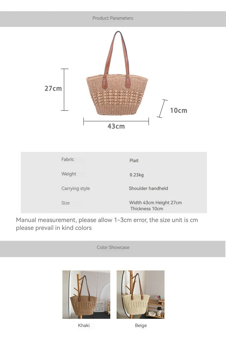 Women Beach Straw Stylish Woven Shoulder Large Spring Tote Bag