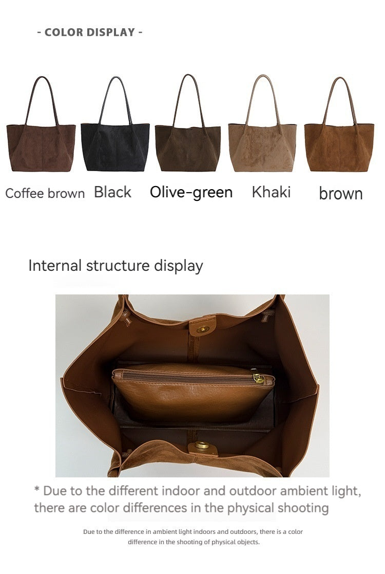 Women Fall New Suede Large 2026 Korean Casual Shoulder Tote Bag