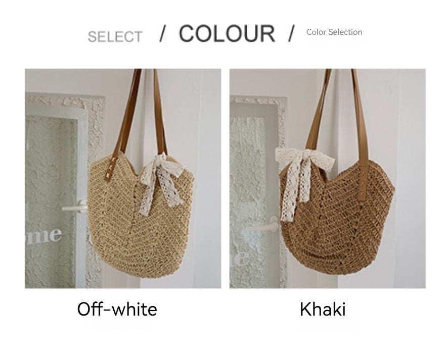 Women New Handmade Woven Fashion Straw Paper Rope Vacation Beach Bag