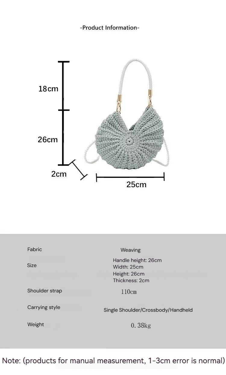 Women Handmade Woven Beach Conch Shell Crossbody Bag