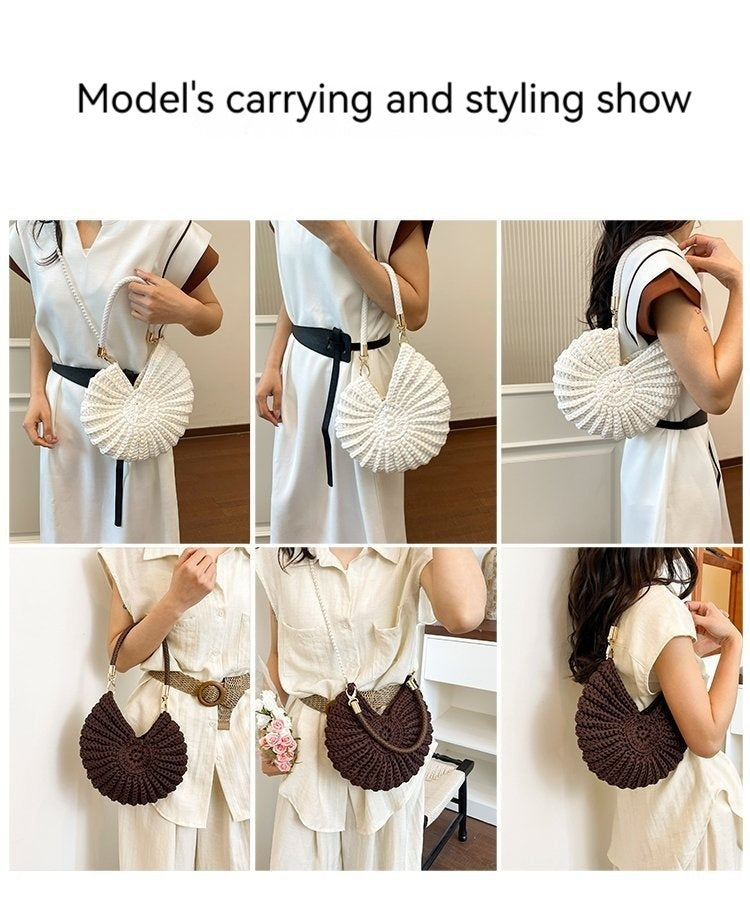 Women 2026 New Unique Seashell Large Casual Shoulder Vacation Bag