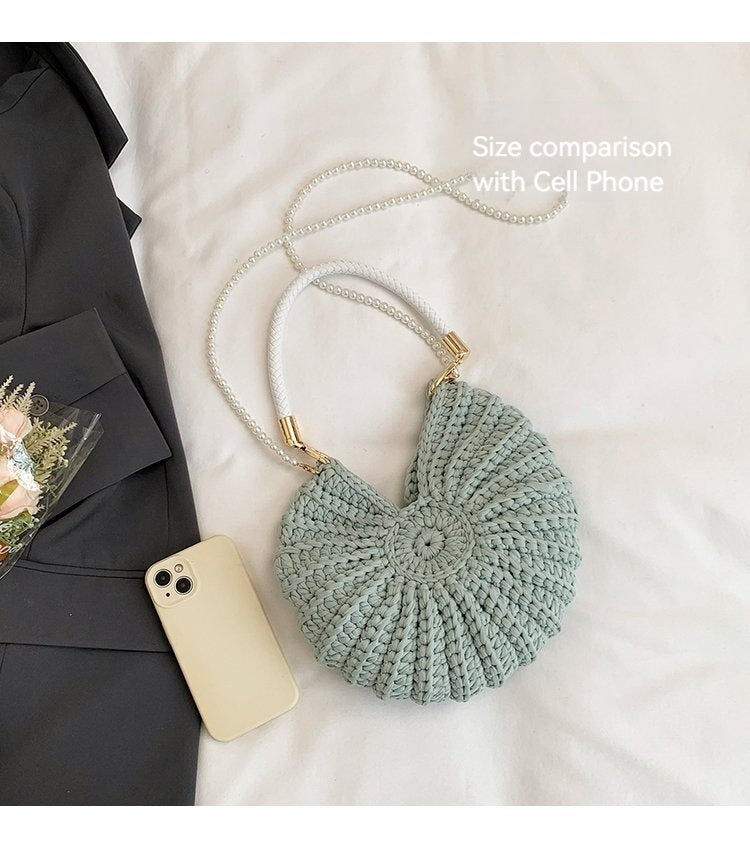 Women Handmade Woven Beach Conch Shell Crossbody Bag