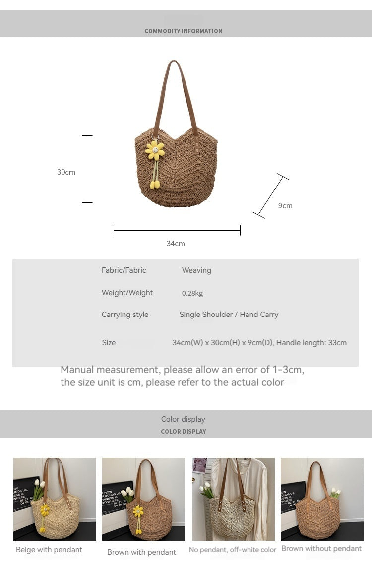 Women Handmade Woven 2026 Spring New Trendy Large Tote Beach Shoulder Bag