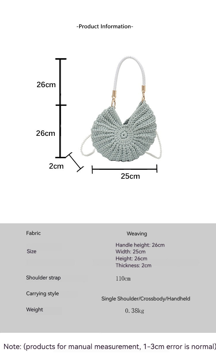 Women 2026 New Unique Seashell Large Casual Shoulder Vacation Bag