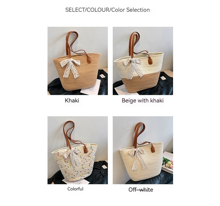 Trendy Large Woven Straw 2026 Spring Casual Unique Beach Shoulder Bag