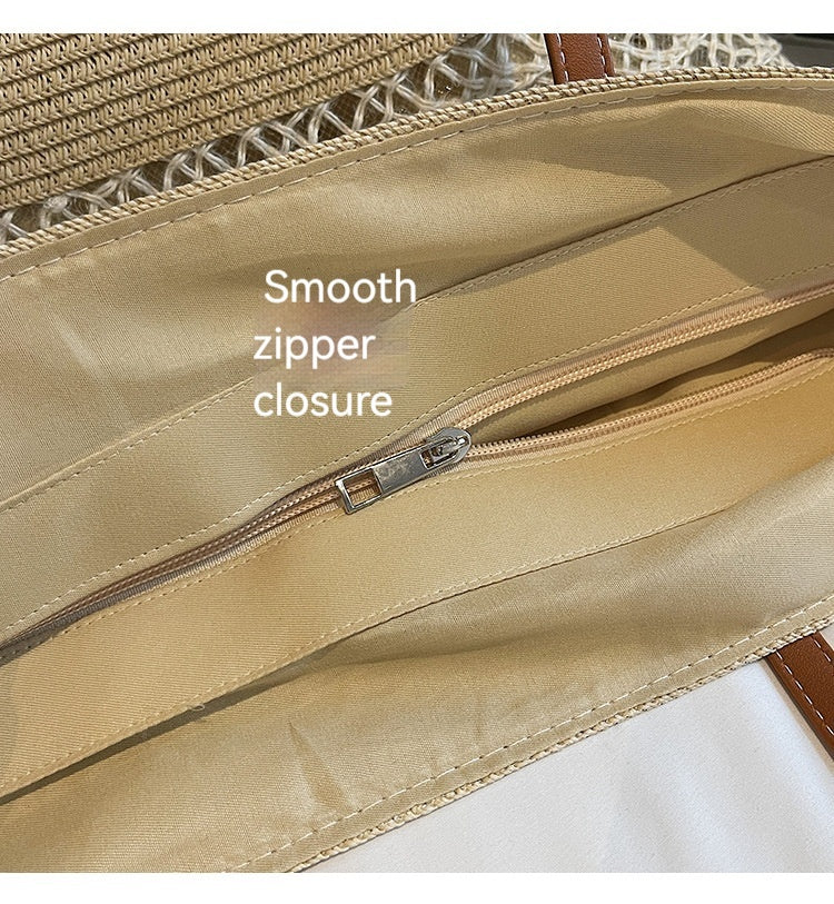 Women Summer Beach Straw 2026 New Fashion Commute Shoulder Tote Bag