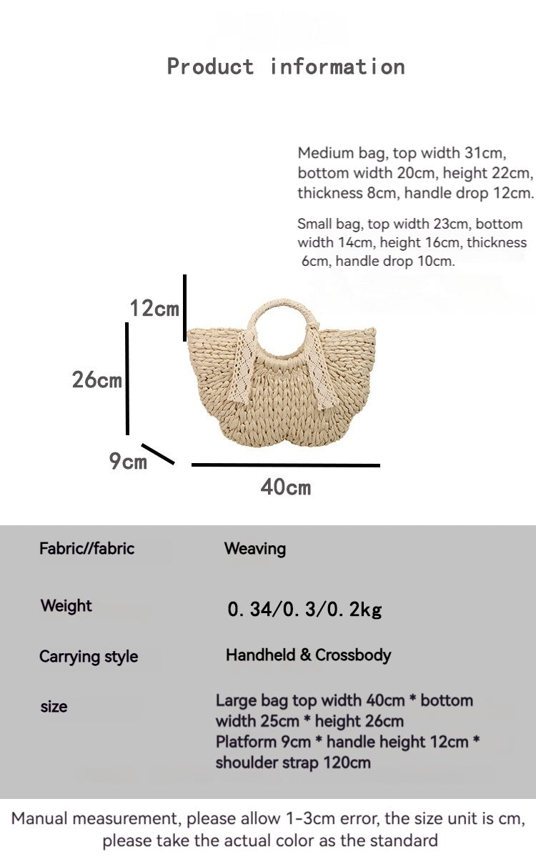 Women Vintage Handheld Woven Beach Japanese Korean 2026 Casual Straw Bag