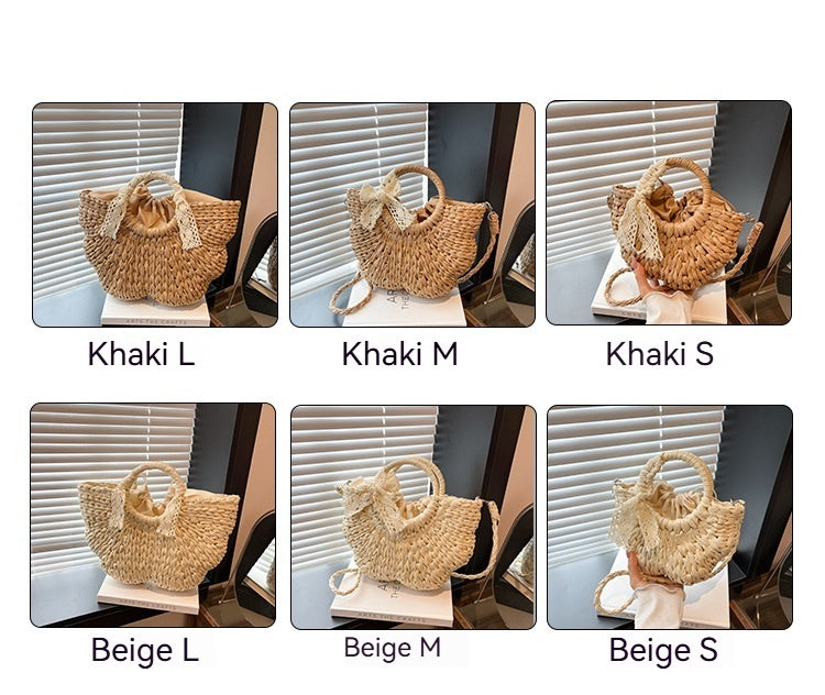 Women Vintage Handheld Woven Beach Japanese Korean 2026 Casual Straw Bag