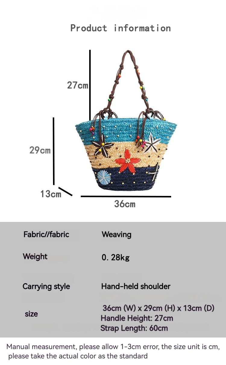Women 2026 New Spring Beach Straw Ethnic Large Woven Shoulder Handheld Bag