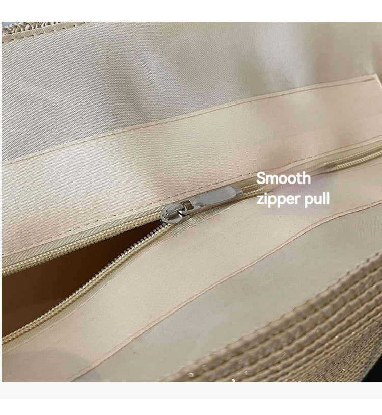Women Trendy Shoulder Straw New Large Woven Beach Handheld Tote Bag