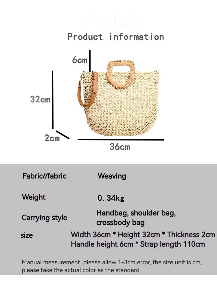 Women Beach Straw Casual Woven Handheld Bucket Large Shoulder Crossbody Bag