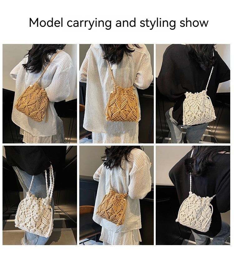Women Woven Large 2026 New Fashion Crossbody Unique Bucket Bag