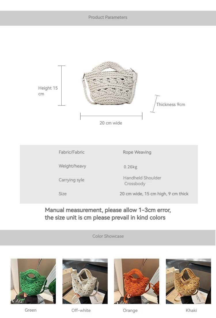 Women 2026 New Handmade Woven Bucket Crossbody Beach Bag