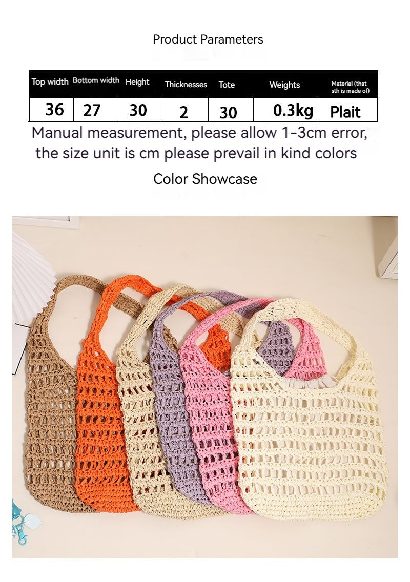 Large Shoulder Straw New Hollow Tote Handheld Woven Beach Bag