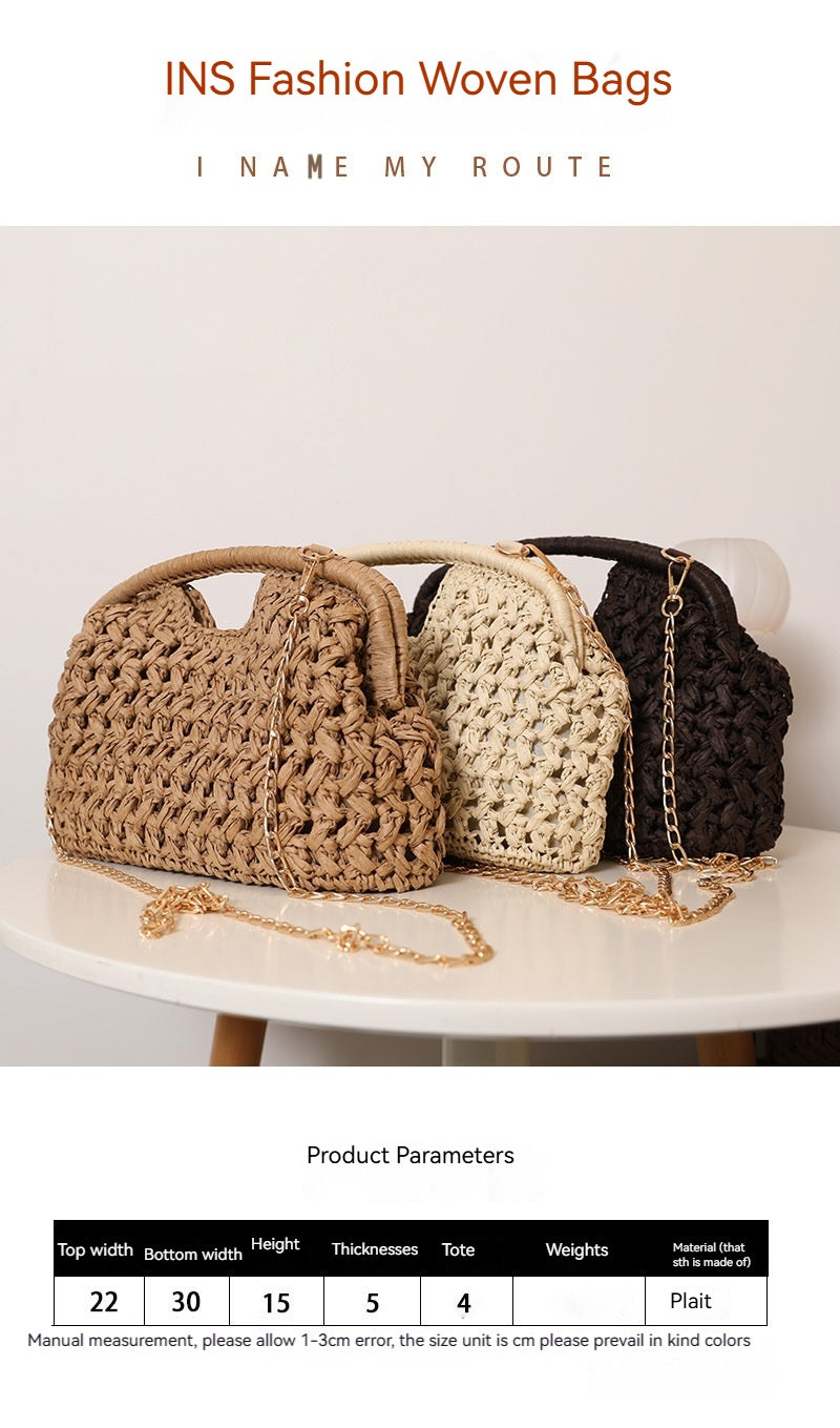 Crossbody Hollow Clasp Straw New Fashion Clutch Woven Beach Bag