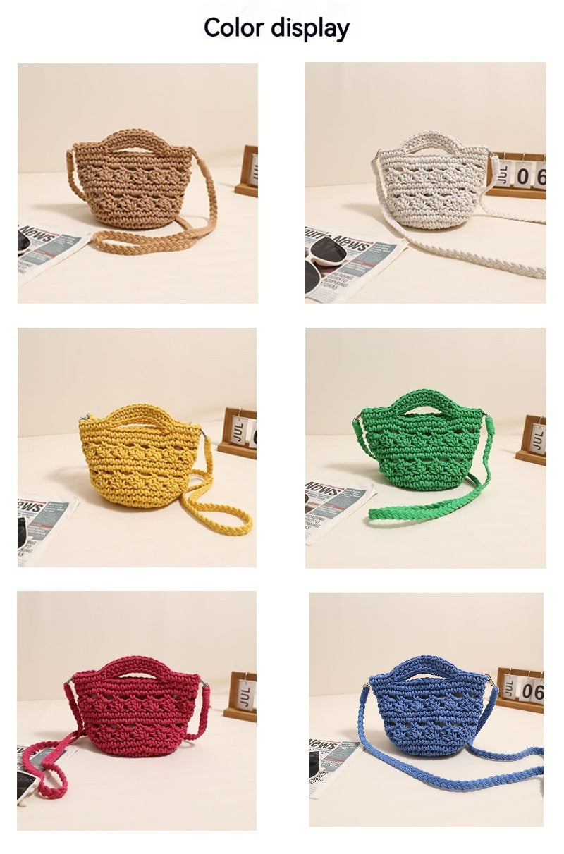 Crossbody Cotton Woven New Cute Handheld Hollow Straw Beach Bag