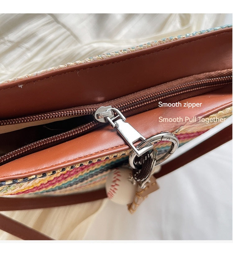 Women Summer Beach Woven Straw 2026 New Large Shoulder Crossbody Bag