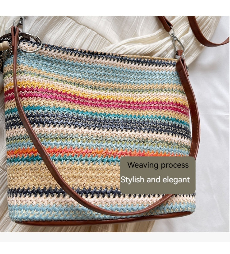 Women Summer Beach Woven Straw 2026 New Large Shoulder Crossbody Bag