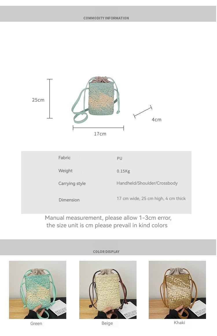 Women Handmade Woven Straw Crossbody Phone Beach Bag