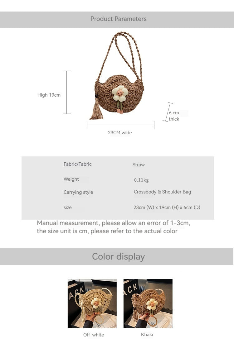 Women Unique Woven Straw 2026 New Ins Shoulder Crossbody Beach Bag