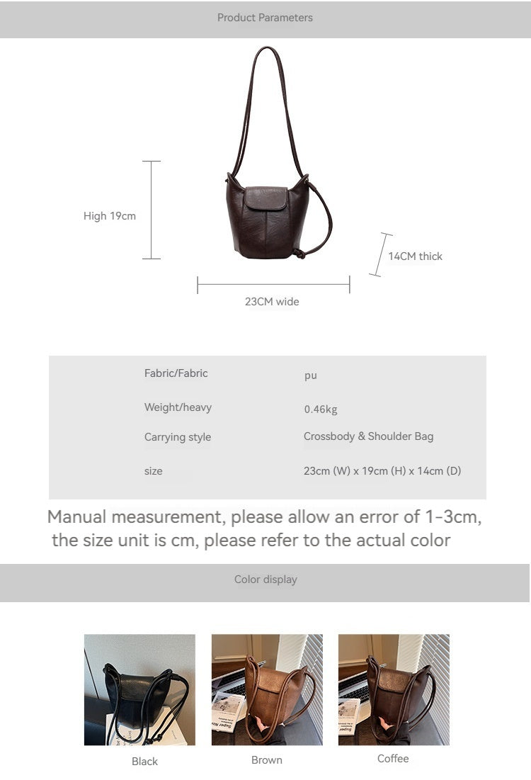 Women Versatile Maillard Bucket 2026 New Premium Vintage Shoulder Crossbody Bag