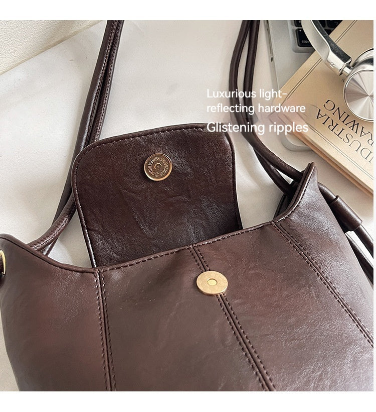 Women Versatile Maillard Bucket 2026 New Premium Vintage Shoulder Crossbody Bag
