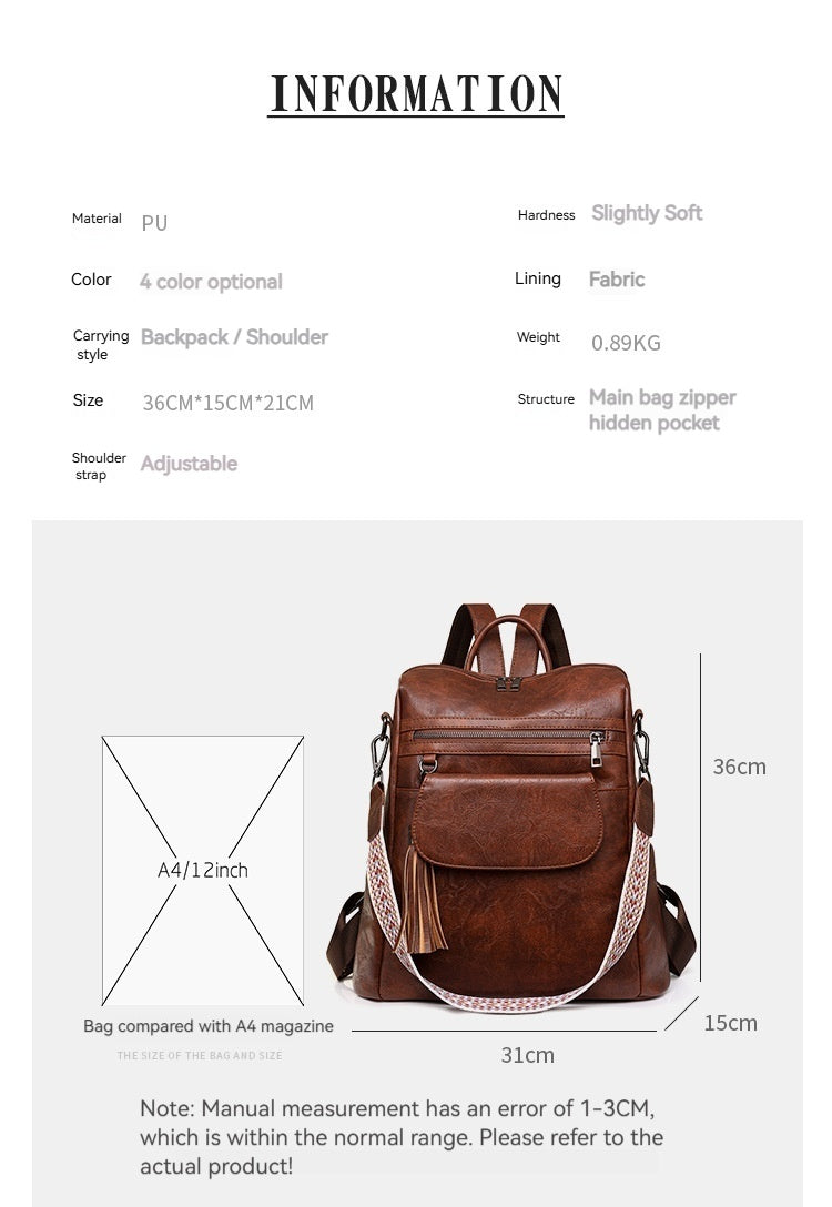 Women New Large Vintage Convertible Shoulder Crossbody Backpack