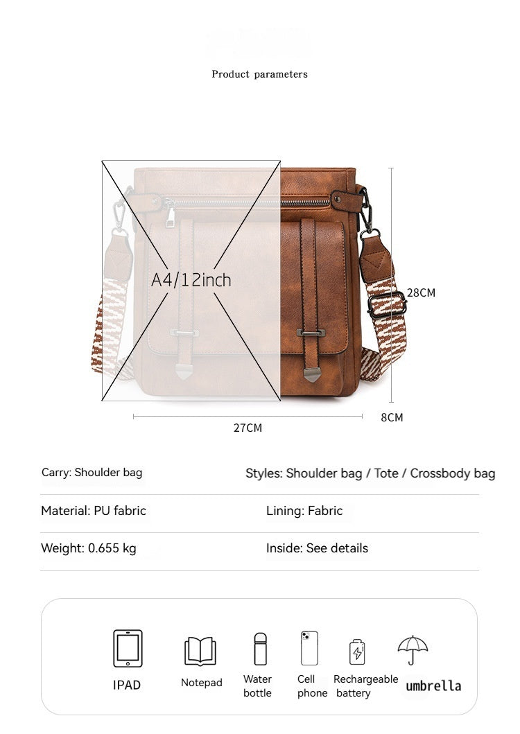 Women Fashion Large Multi Pocket Bucket Flap Crossbody Bag