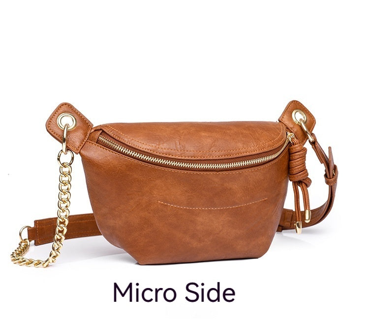 Women Vintage New PU Chest Chain Waist Fashion Bag
