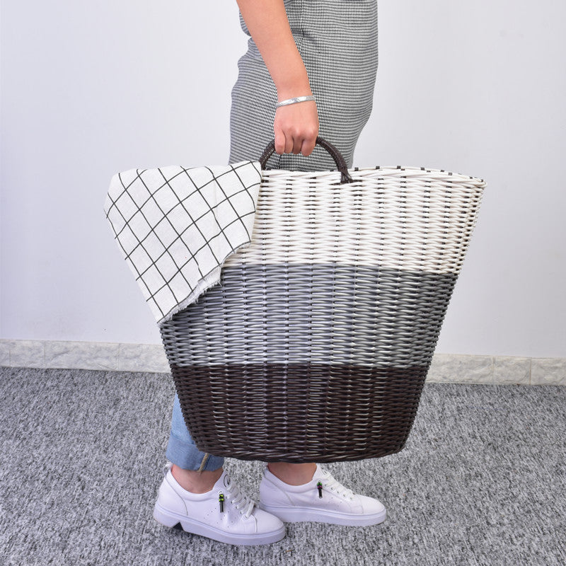 Plastic Woven Dirty Clothes And Toy Basket