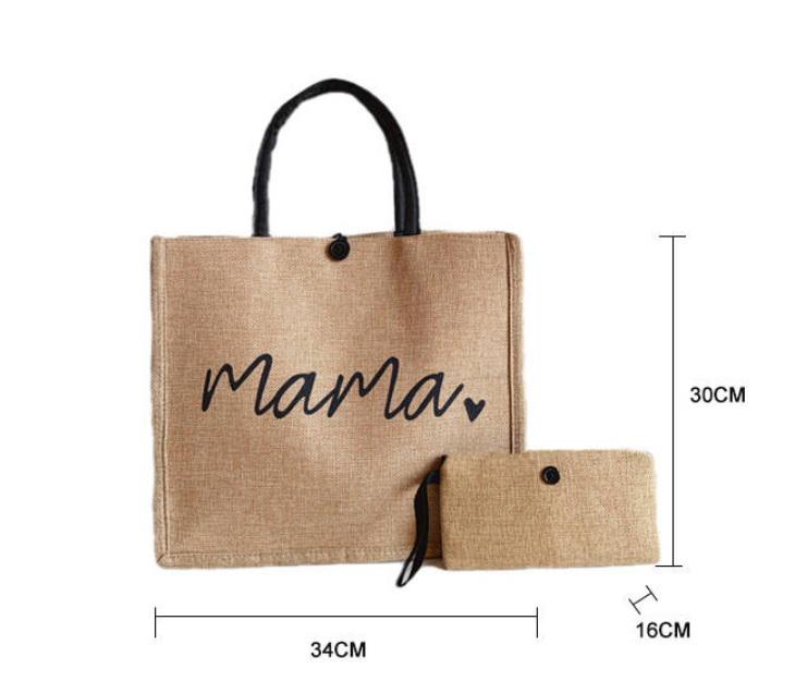 Women Large Capacity Linen Lunch Hand Bag