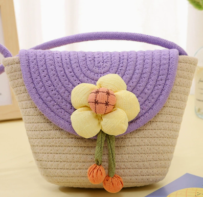 Floral Straw Woven Crossbody Mobile Phone Bag