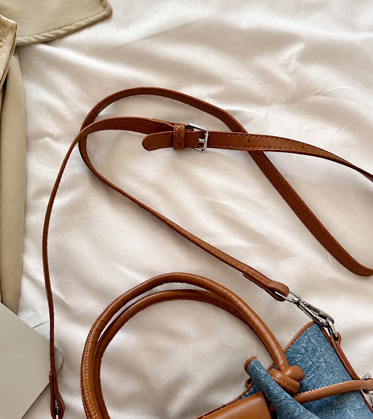 Textured PU Leather Mini Bucket Crossbody Bag