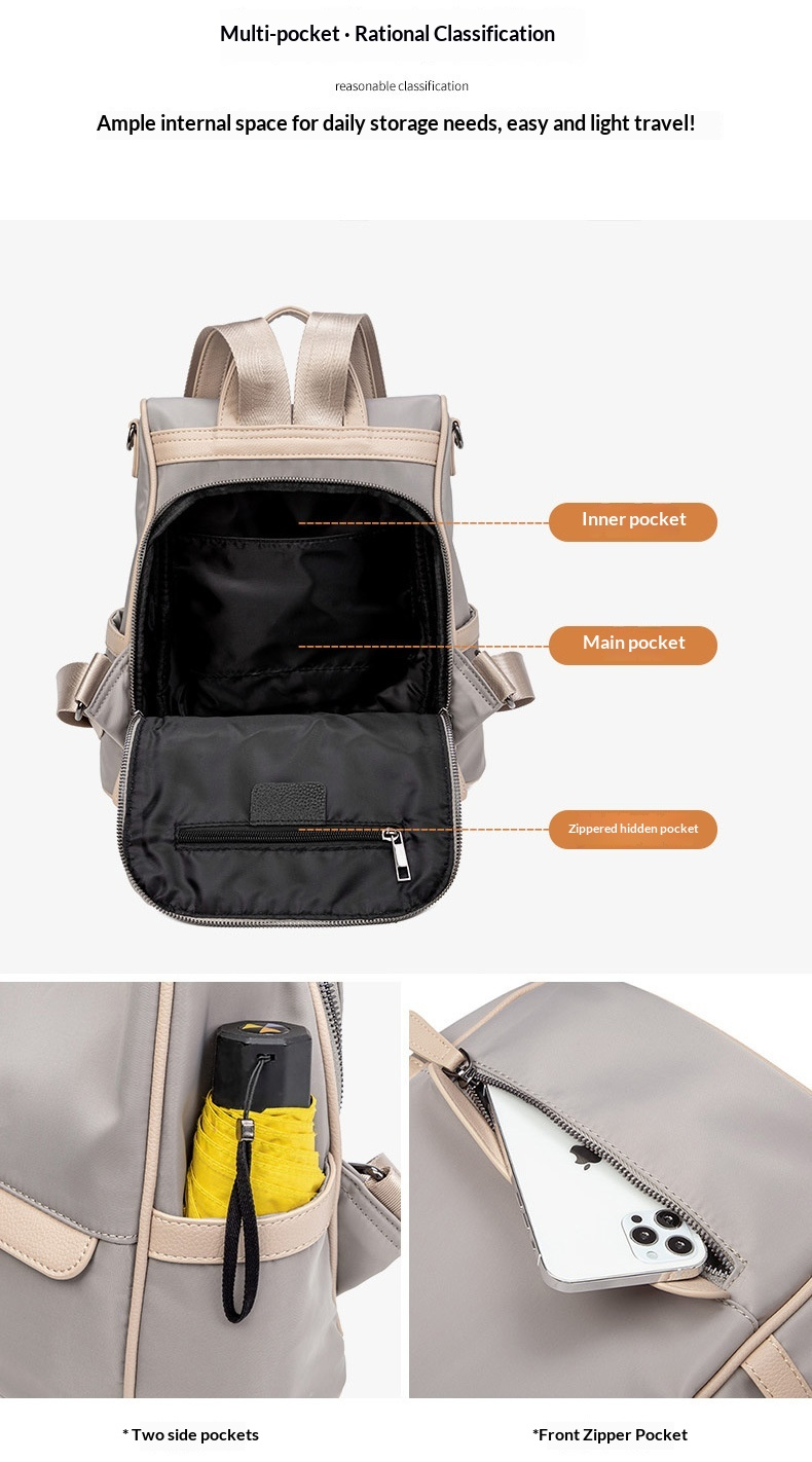 Anti-Theft Waterproof Convertible Nylon Travel Backpack Purse
