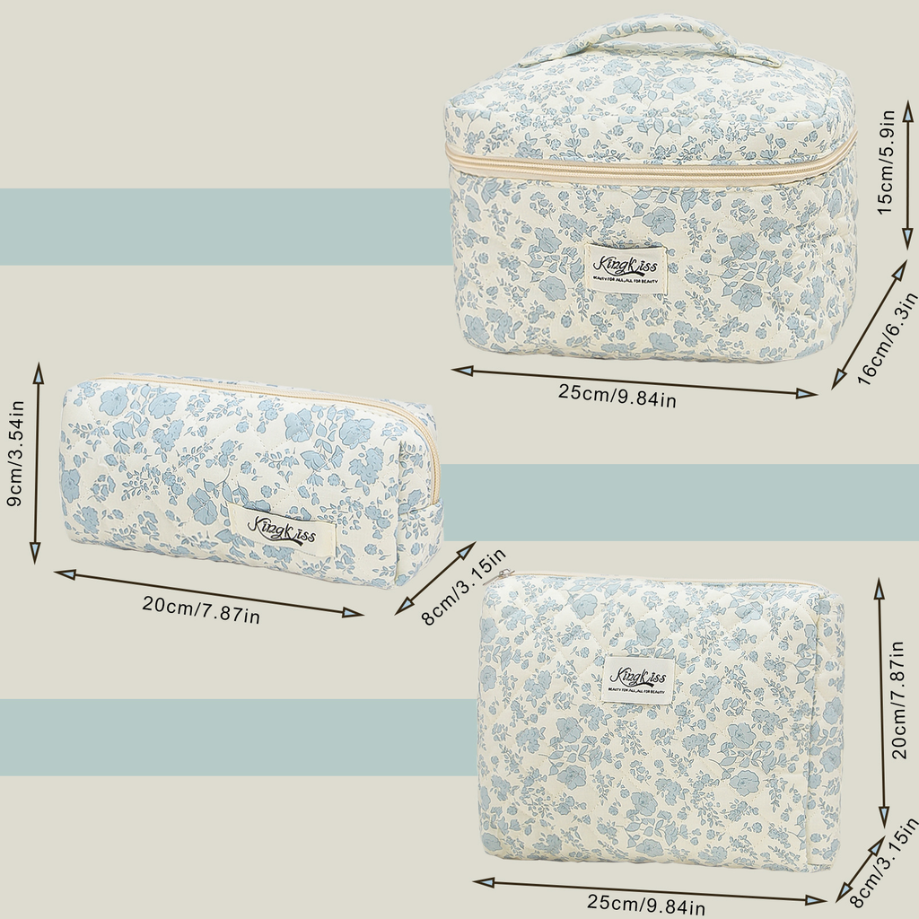 White Orchid Quilted Drawstring Cosmetic Bag