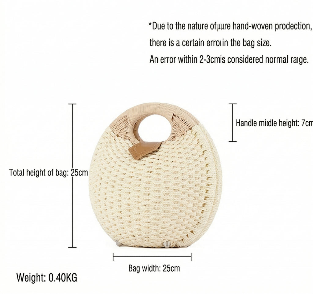 Cute Rattan Shell Bag, Casual Straw Vacation Beach Bag