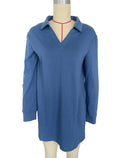 Long-Sleeve Polo Collar Mini Dress
