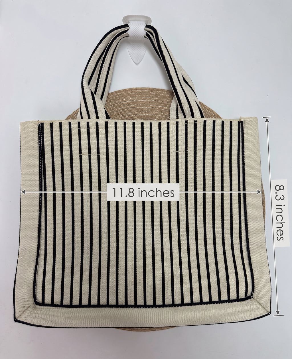 Textured Vertical Stripe Structured Tote