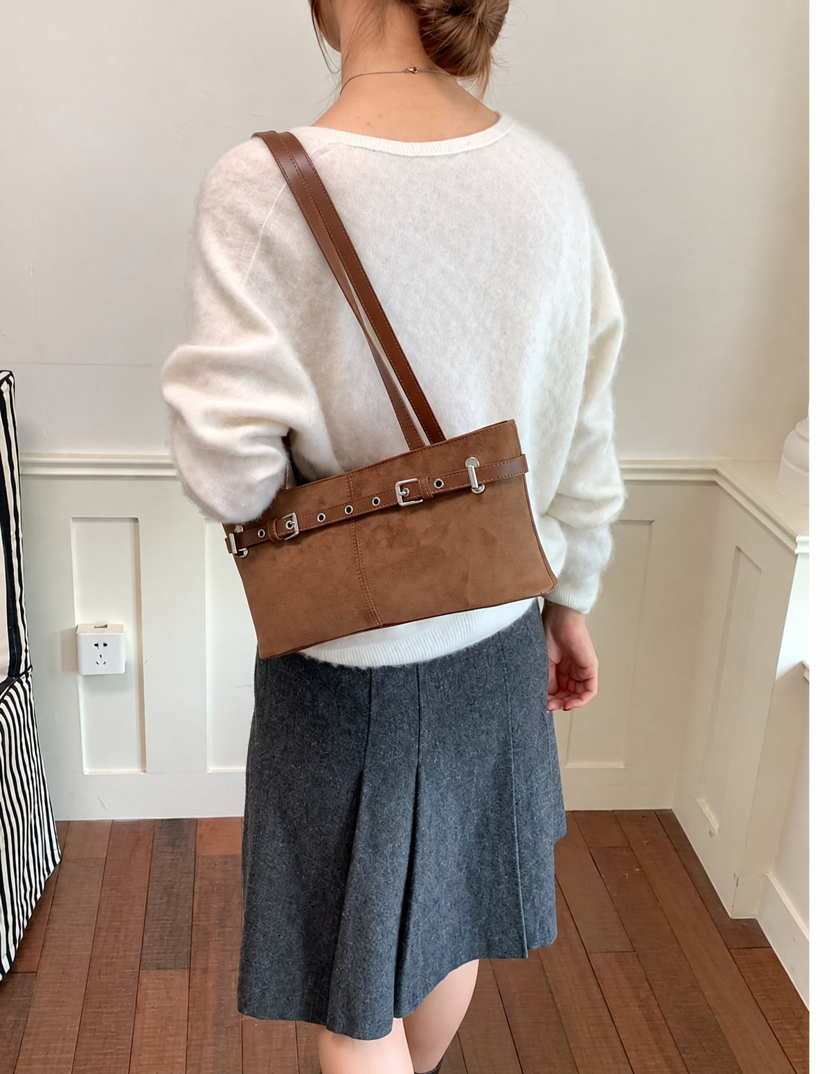 Elegant Vintage Belted Shoulder Bag