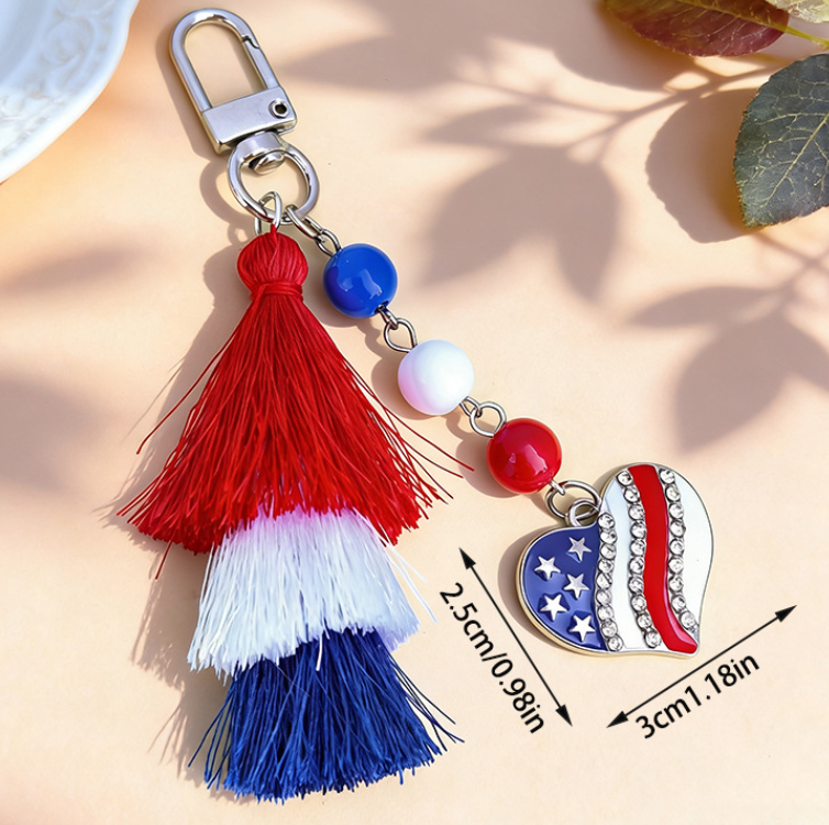 American Independence Day Alloy Love Star Keychain
