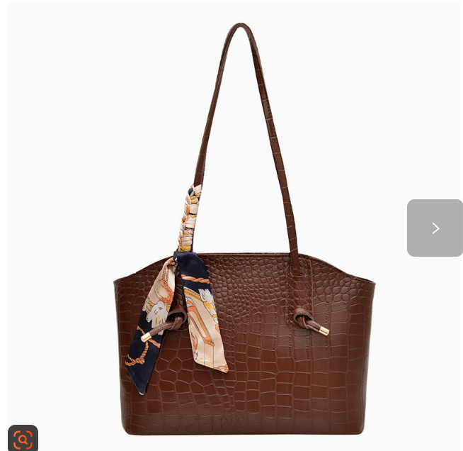 Crocodile Embossed Scarf Detail Zip Carry Tote Bag